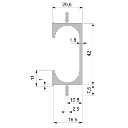 GRIFFLEISTE RONDO DOPPELT NATUR ELOXIERT SM M 1200